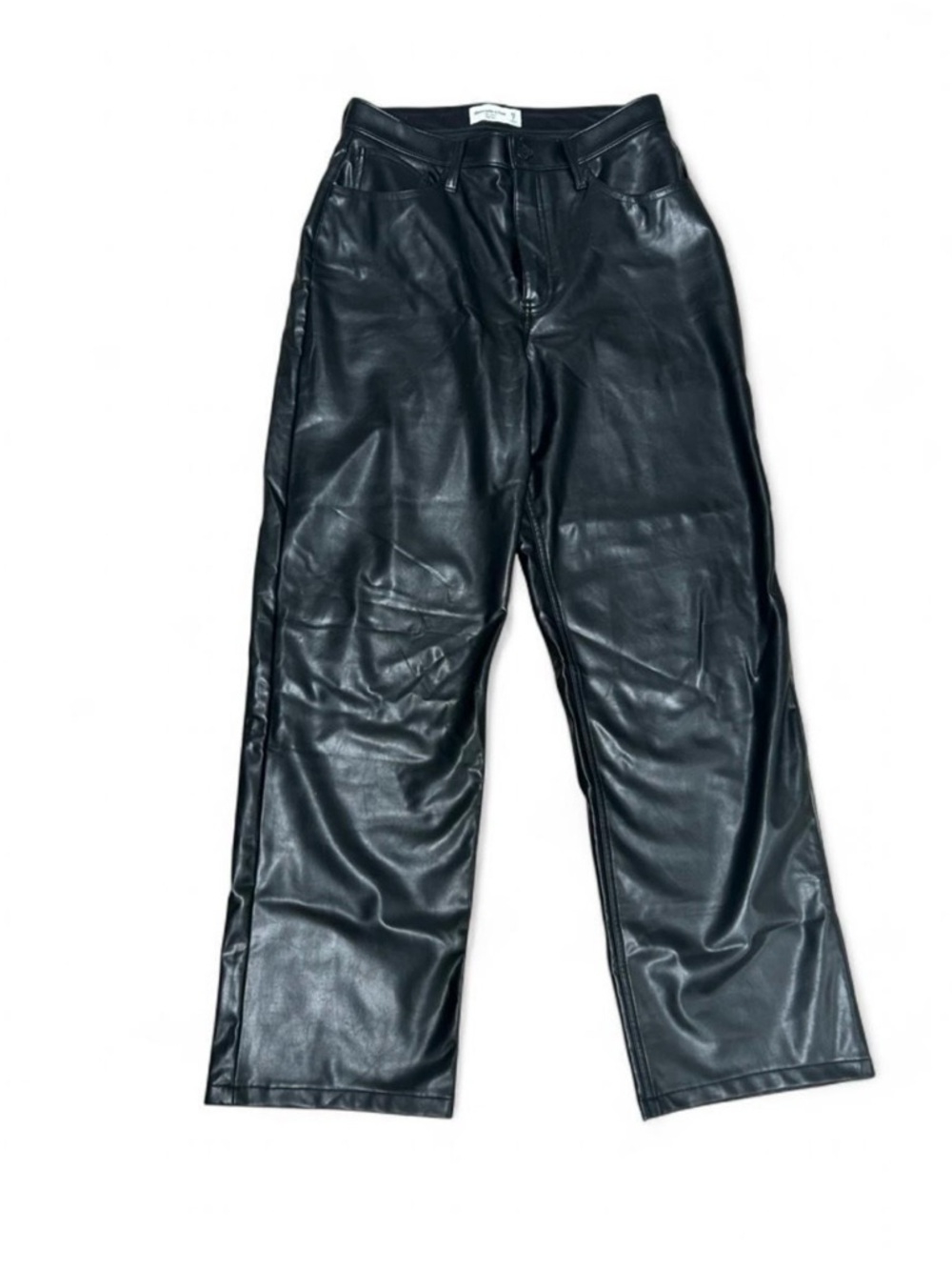Abercrombie & Fitch women’s Sz 8 Black Faux Leather Pants - The Loose High Rise